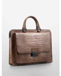 Calvin Klein Reid Croco Embossed Leather Briefcase
