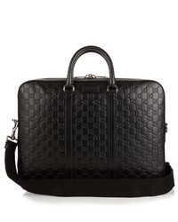 Gucci Gg Black Leather Briefcase