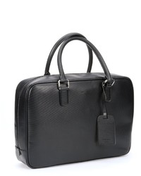 Giorgio Armani Black Embossed Leather Top Handle Briefcase