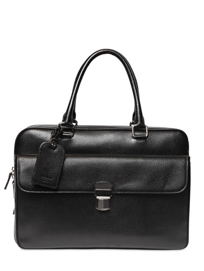 Giorgio Armani Hammered Leather Briefcase, $2,145 | LUISAVIAROMA ...