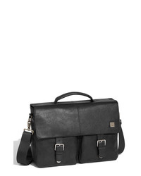 KNOMO London Jackson Leather Briefcase Black One Size
