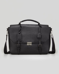 Burberry Leather Satchel Briefcase With Shoulder Strap Black
