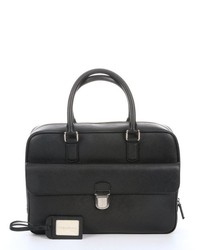 Giorgio Armani Moro Brown Leather Front Pocket Top Handle Briefcase