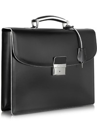 Pineider Optical Black And White Leather Briefcase