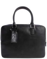 Giorgio Armani Pre Owned Black Leather Top Handle Briefcase