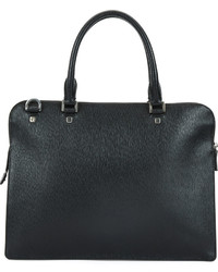 Salvatore Ferragamo Revival Textured Leather Briefcase Black