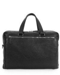 Salvatore Ferragamo Single Gusset Leather Briefcase Black