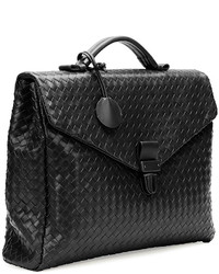 Bottega Veneta Small Woven Leather Briefcase Black