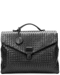 Bottega Veneta Small Woven Leather Briefcase Black