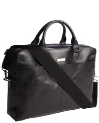 John Varvatos Star Usa Black Leather Convertible Briefcase Bag