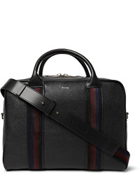 Stripe Trimmed Grained Leather Briefcase