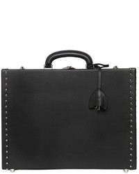 Studded Trim Leather Briefcase