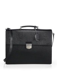 Salvatore Ferragamo Textured Leather Gusset Briefcase
