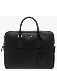 Prada Zip Open Leather Briefcase