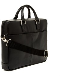 Perry Ellis Zip Top Leather Briefcase