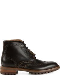 Black Leather Brogue Boots