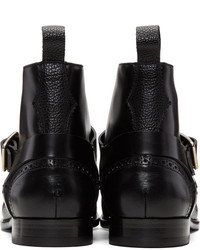 Alexander McQueen Black Buckle Brogue Boots