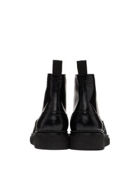 Toga Virilis Black Hard Leather Brogue Boots