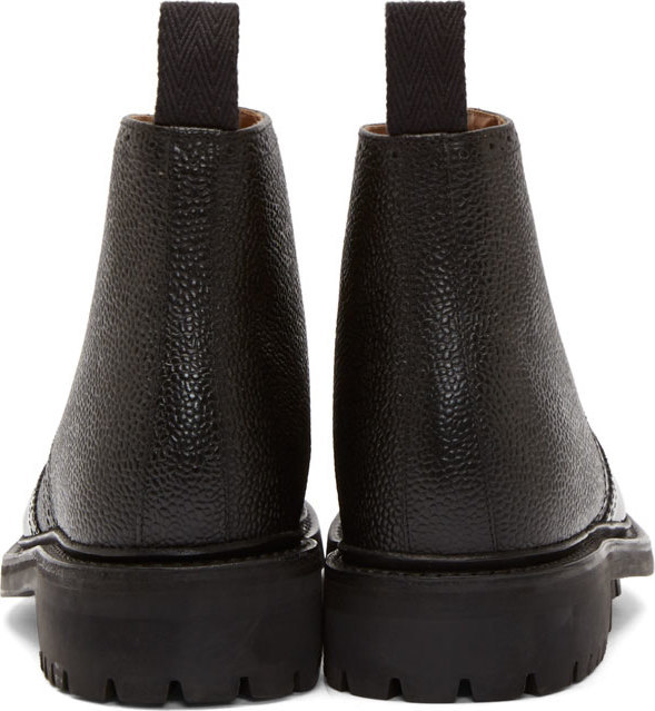 Grenson Black Leather Brogue Sharp Boots, $470 SSENSE Lookastic