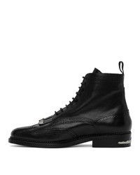 Toga Virilis Black Leather Fringed Boots