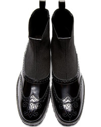 Christopher Kane Black Leather Slip On Brogue Boots