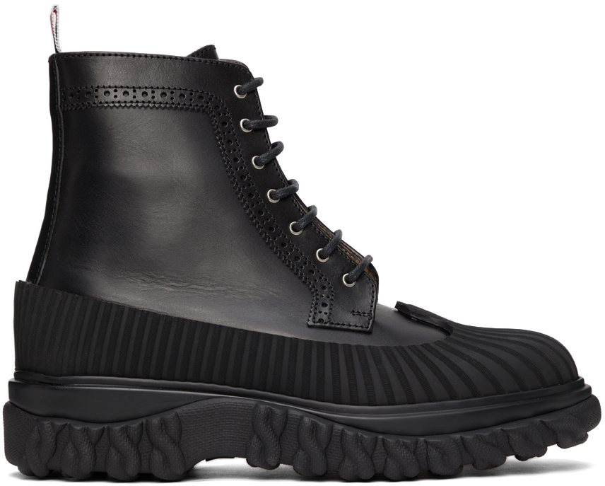 Thom Browne Black Longwing Duck Lace Up Boots, $1,190 | SSENSE | Lookastic