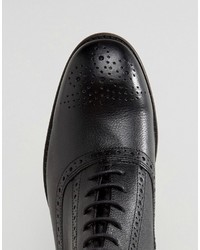 Asos Brogue Boots In Black Leather With Natural Sole