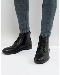 Brave Soul Brogue Boots In Black