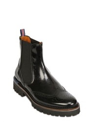 Embossed Leather Brogue Chelsea Boots