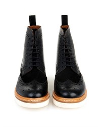 Grenson Fred Leather And Suede Brogue Boots