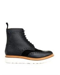 Grenson Fred Leather And Suede Brogue Boots