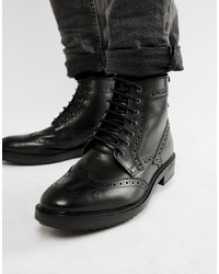 Base London Hopkins Brogue Boots In Black
