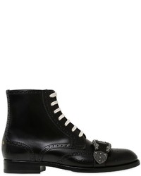 Gucci Lace Up Brogue Belted Leather Boots
