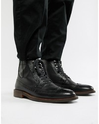 Dune Lace Up Brogue Boots In Black