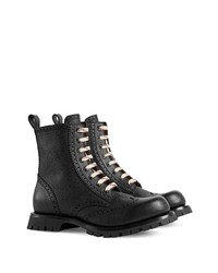 Gucci Leather Brogue Lace Up Boot