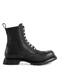 Gucci Leather Brogue Lace Up Boot