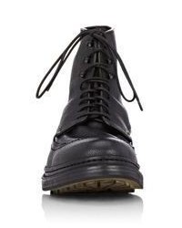 Pantanetti Leather Wingtip Boots Black