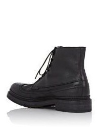 Pantanetti Leather Wingtip Boots Black