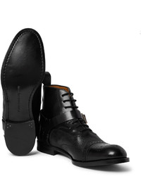 Alexander McQueen Panelled Leather Harness Brogue Boots