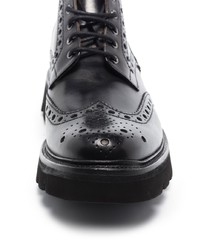 Grenson Perforated Lace Up Leather Boots