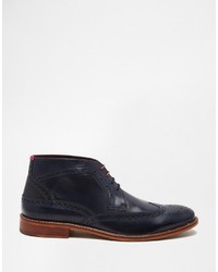 Ted Baker Pericop Brogue Boots In Black Leather