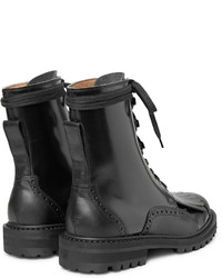 Dries Van Noten Polished Leather Kiltie Brogue Boots