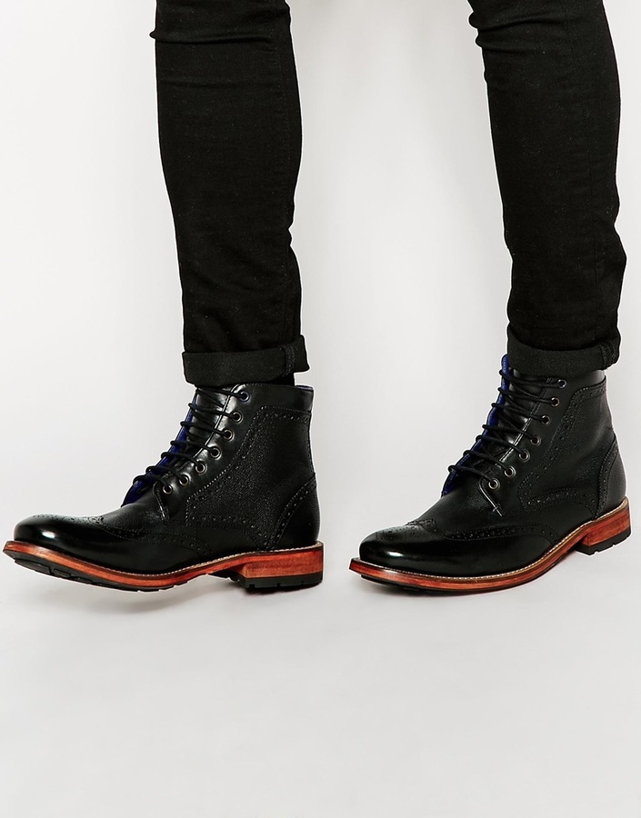 Ted Baker Sealls Leather Brogue Boots, $272 | Asos | Lookastic