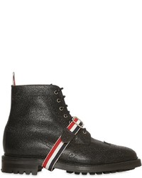 Thom Browne Belted Pebbled Leather Ankle Boots