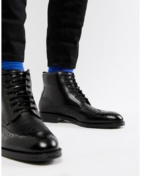 Ted Baker Twrens Brogue Boots In Black Leather