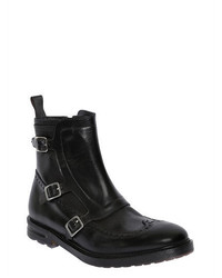 Alexander McQueen Wing Tip Leather Boots With Gaiter