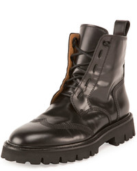Maison Margiela Wing Tip Leather Combat Boot Nero
