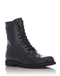 Tod's Wingtip Lace Up Ankle Boots Black