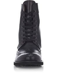 Tod's Wingtip Lace Up Ankle Boots Black