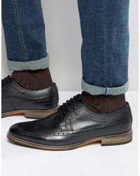 Asos Brogue Shoes In Black Leather
